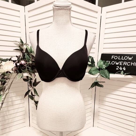 VICTORIA SECRET NEW BLACK LACE STRAPES BRA SIZE 36D - Picture 1 of 9